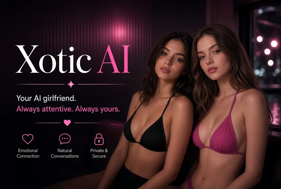 Xotic AI companion platform browser interface overview showing chat, image, and video generation panels